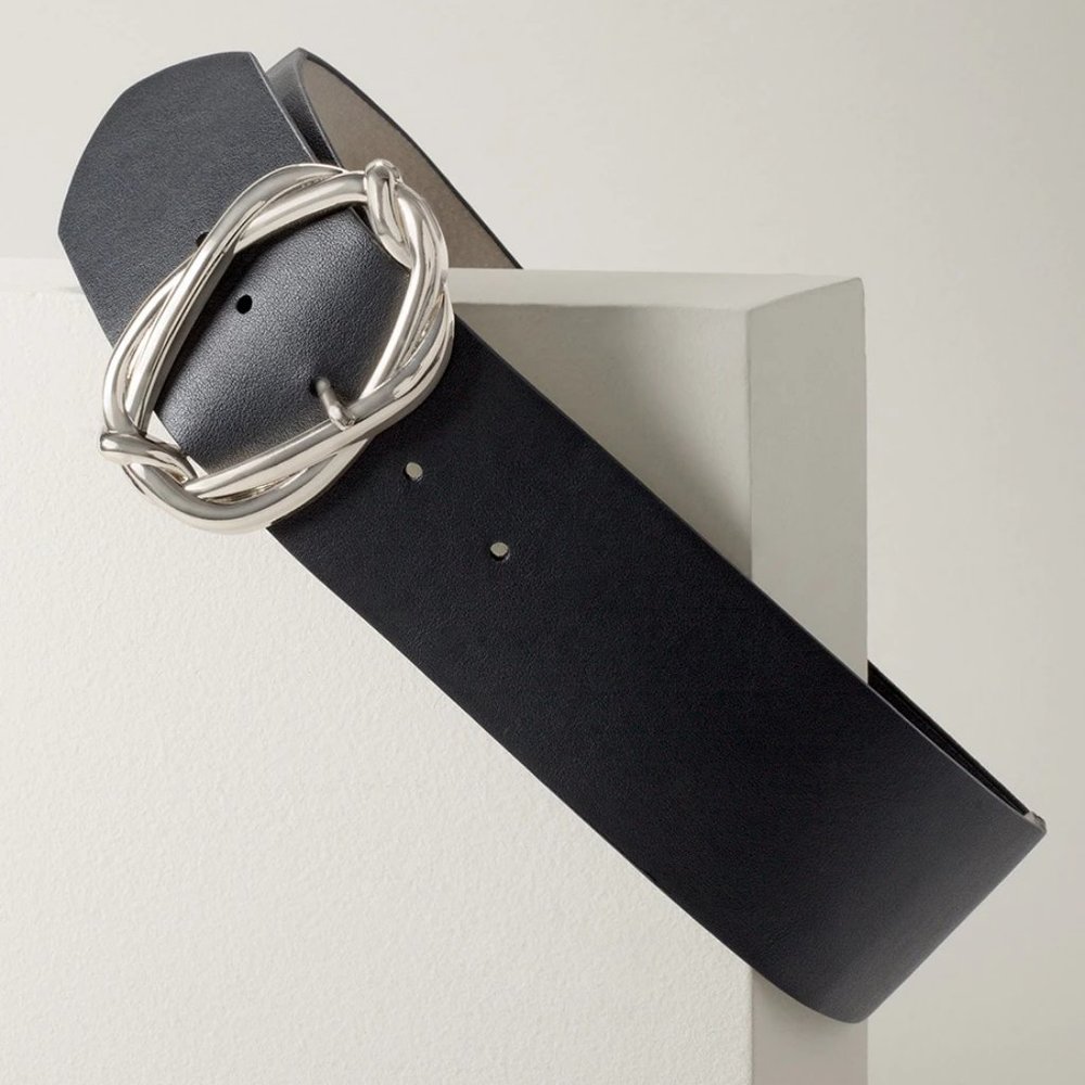 WHBM Molten Buckle Wide Stretchy Belt Black XL (RUNS SMALL)